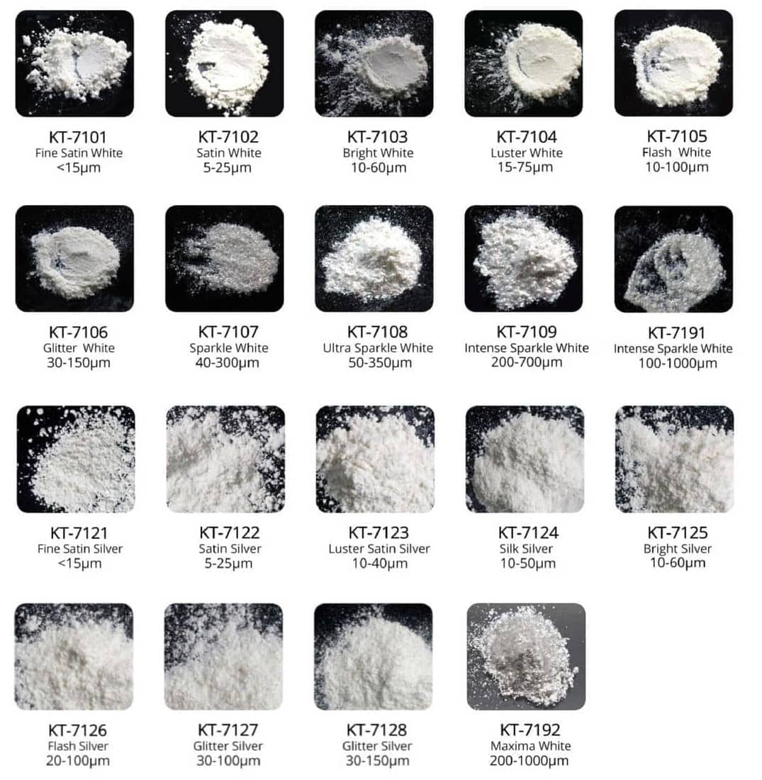 Synthetic pearlescent mica pigments - silver-white series