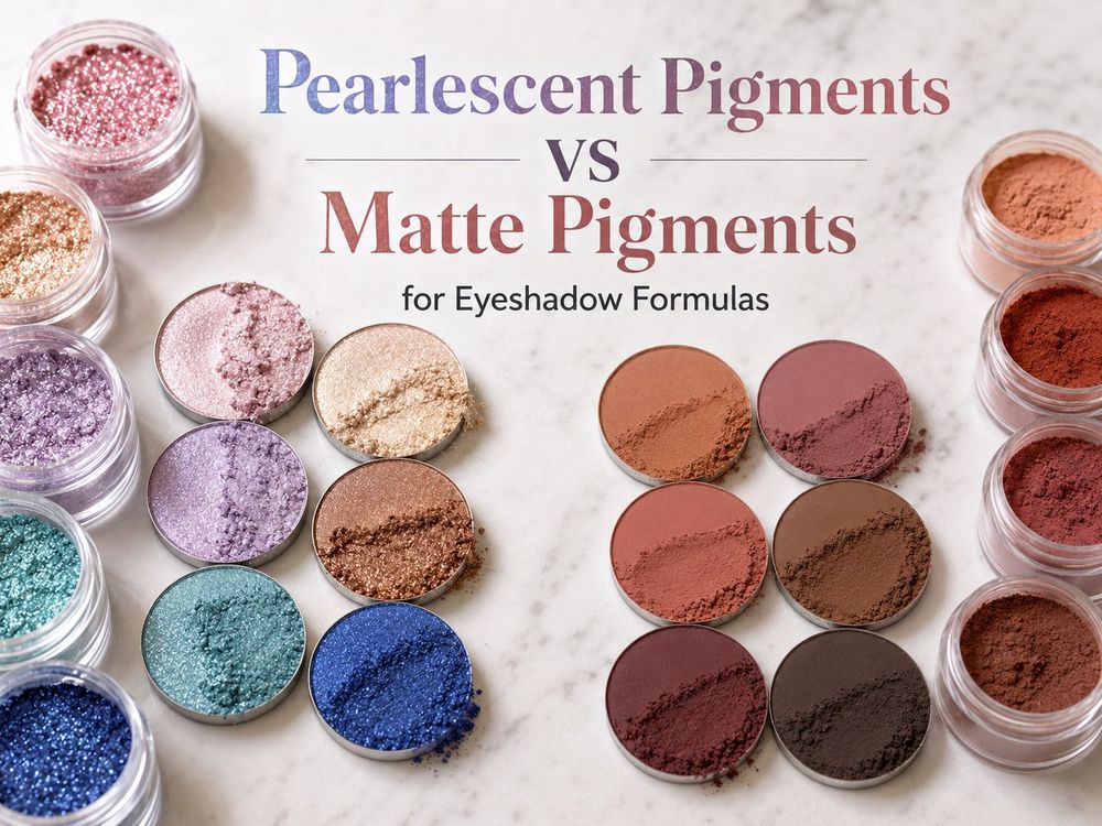 Pigmentos perolados versus pigmentos foscos para fórmulas de sombras para os olhos