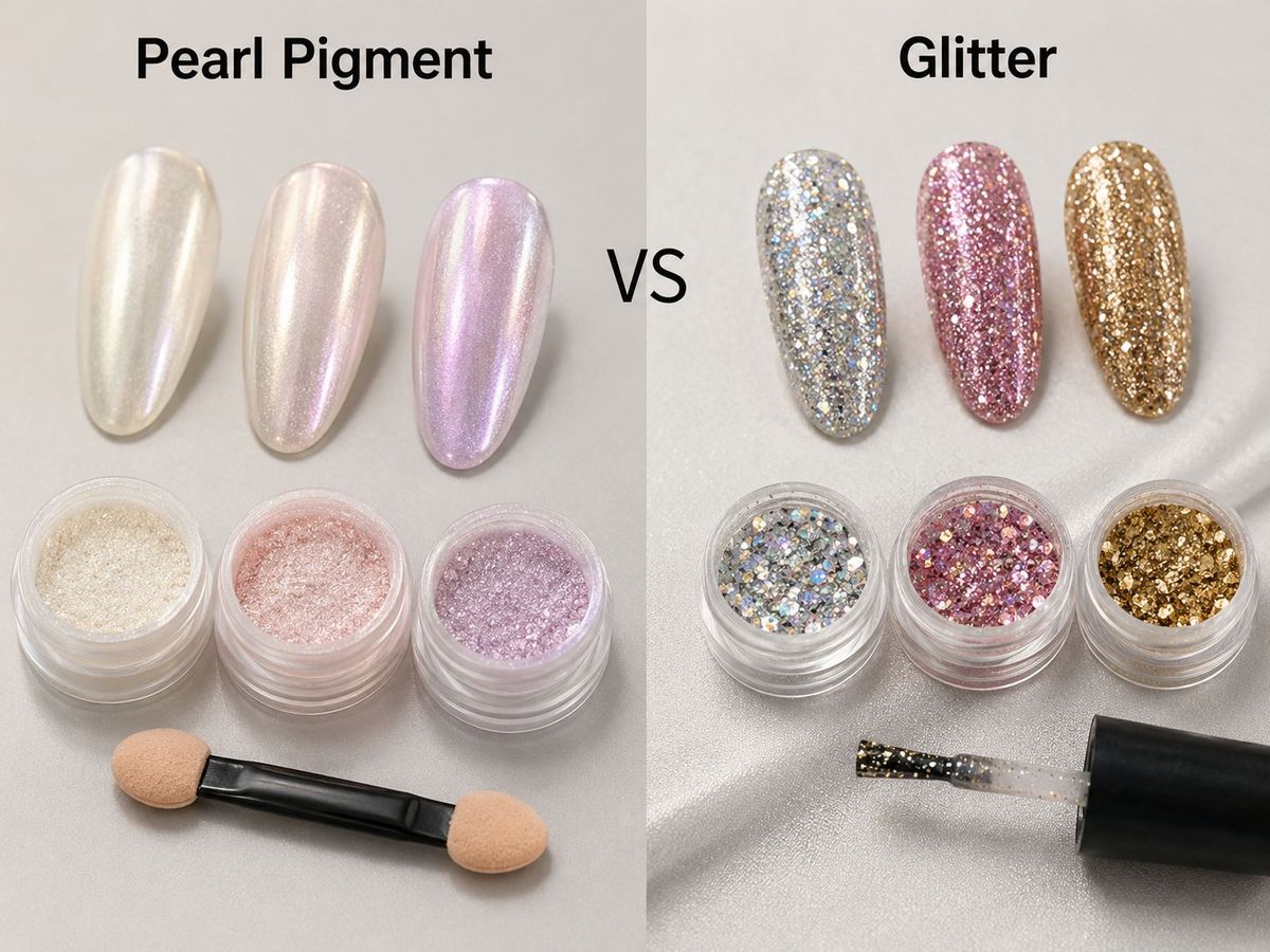 Como escolher entre pigmento perolado e glitter para unhas