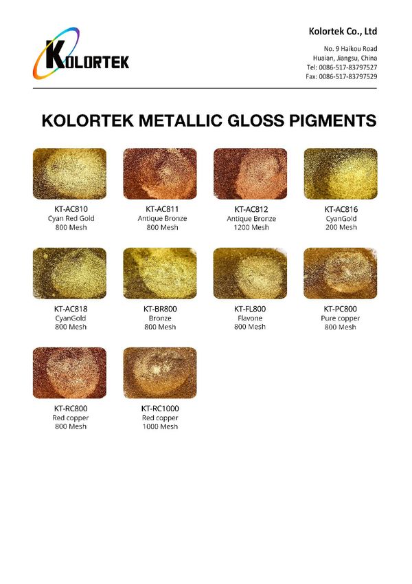 Pigmentos de ouro e bronze