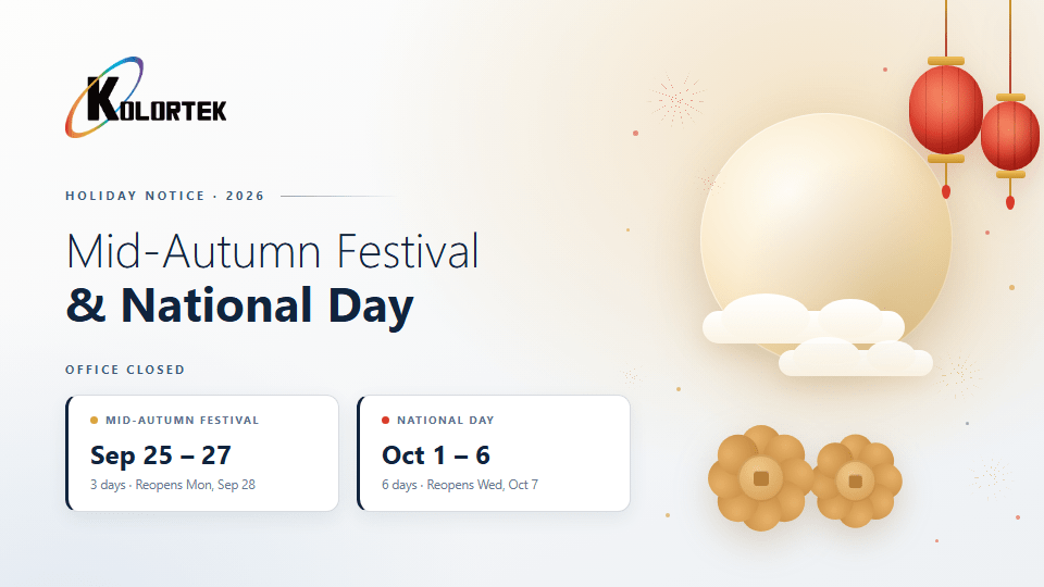 Aviso de feriado: Festival do Meio Outono e Dia Nacional de 2026
